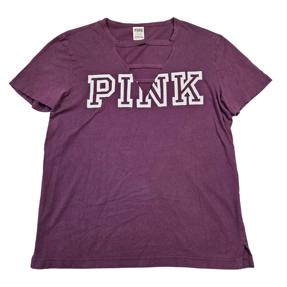 Victoria's Secret PINK Plum Purple T-Shirt Small Lounge Preppy Y2k Casual